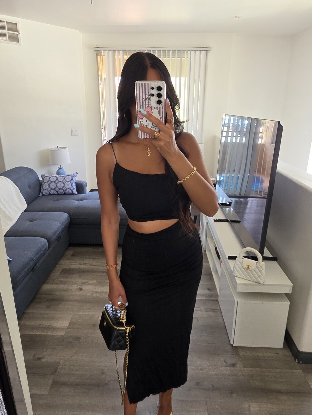 Zara Black Cutout Ruched Maxi Dress